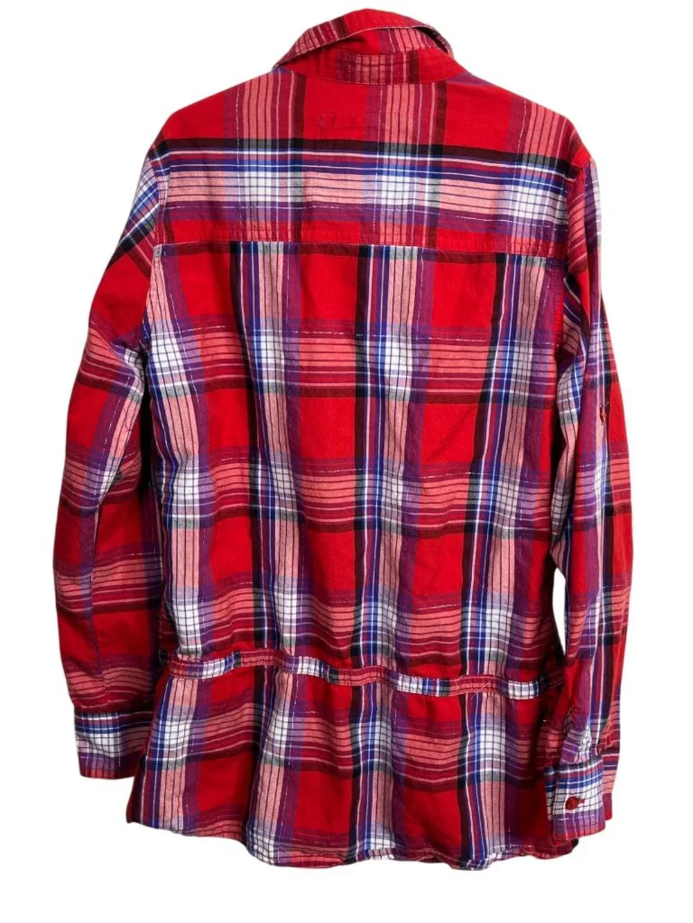 Justice Girls 14 Red Blue Plaid Button Down Shirt Preppy Fall